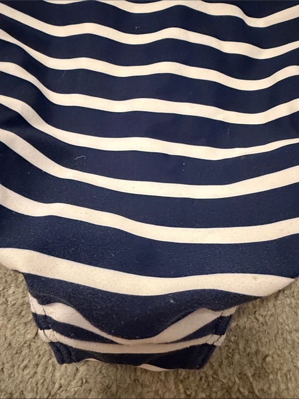 Minnow Navy and White Striped Kids One-Piece Swimwear
